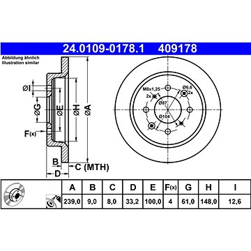 

ATE 409178 brzdový kotouč 24.0109-0178.1, sada 2 ks