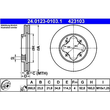 

ATE 423103 brzdový kotouč 24.0123-0103.1, sada 2 ks