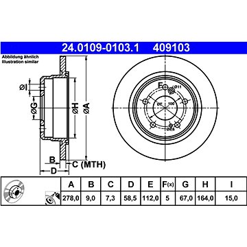 

ATE 409103 brzdový kotouč 24.0109-0103.1, sada 2 ks