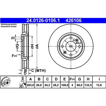 

ATE 426106 brzdový kotouč 24.0126-0106.1, sada 2 ks