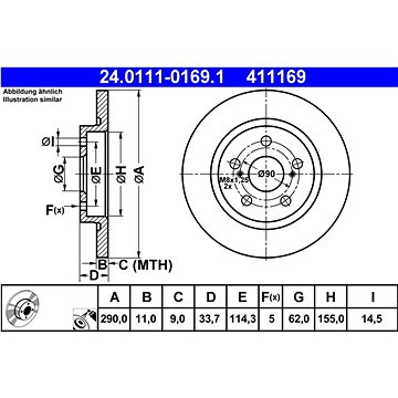 

ATE 411169 brzdový kotouč 24.0111-0169.1, sada 2 ks