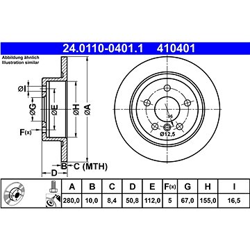 

ATE 410401 brzdový kotouč 24.0110-0401.1, sada 2 ks