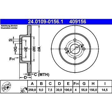 

ATE 409156 brzdový kotouč 24.0109-0156.1, sada 2 ks