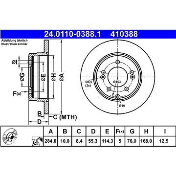 

ATE 410388 brzdový kotouč 24.0110-0388.1, sada 2 ks