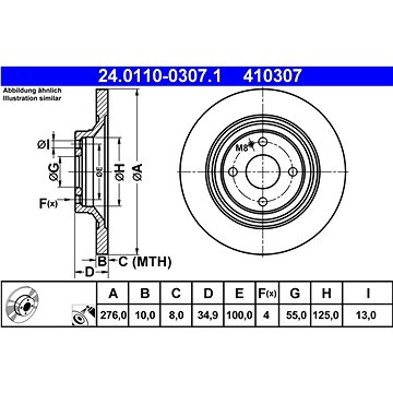 

ATE 410307 brzdový kotouč 24.0110-0307.1, sada 2 ks