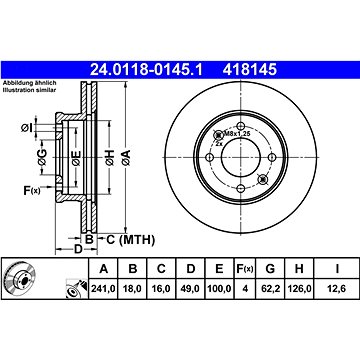 

ATE 418145 brzdový kotouč 24.0118-0145.1, sada 2 ks