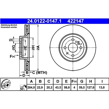 

ATE 422147 brzdový kotouč 24.0122-0147.1, sada 2 ks