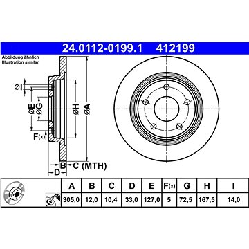 

ATE 412199 brzdový kotouč 24.0112-0199.1, sada 2 ks