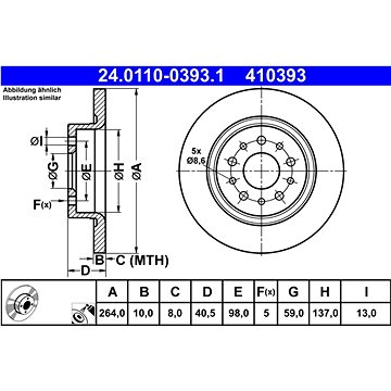 

ATE 410393 brzdový kotouč 24.0110-0393.1, sada 2 ks
