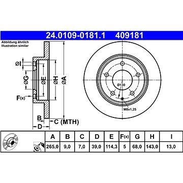

ATE 409181 brzdový kotouč 24.0109-0181.1, sada 2 ks