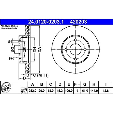 

ATE 420203 brzdový kotouč 24.0120-0203.1, sada 2 ks