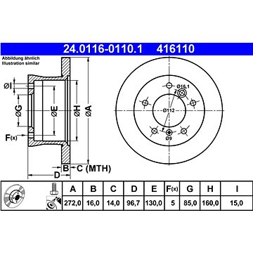 

ATE 416110 brzdový kotouč 24.0116-0110.1, sada 2 ks