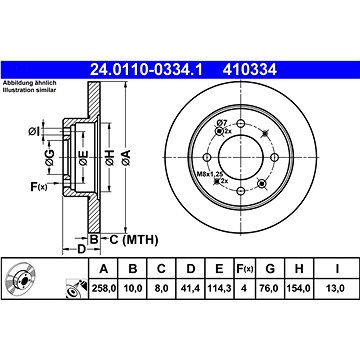 

ATE 410334 brzdový kotouč 24.0110-0334.1, sada 2 ks