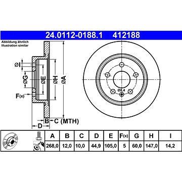 

ATE 412188 brzdový kotouč 24.0112-0188.1, sada 2 ks