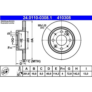 

ATE 410308 brzdový kotouč 24.0110-0308.1, sada 2 ks