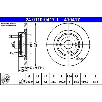 

ATE brzdový kotouč 24.0110-0417.1, sada 2 ks