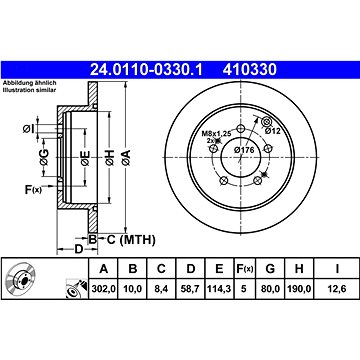 

ATE 410330 brzdový kotouč 24.0110-0330.1, sada 2 ks
