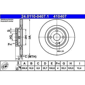 

ATE 410407 brzdový kotouč 24.0110-0407.1, sada 2 ks