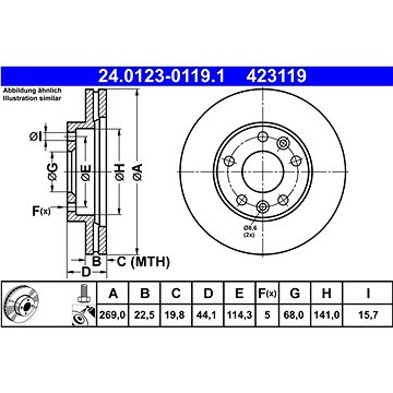 

ATE 423119 brzdový kotouč 24.0123-0119.1, sada 2 ks