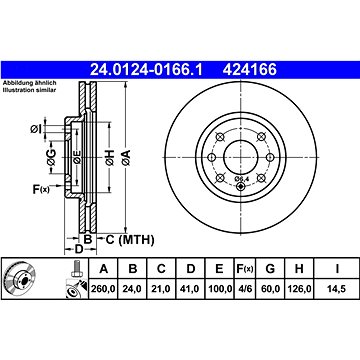 

ATE 424166 brzdový kotouč 24.0124-0166.1, sada 2 ks