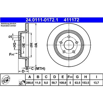 

ATE 411172 brzdový kotouč 24.0111-0172.1, sada 2 ks