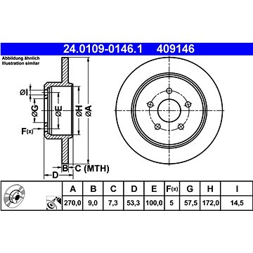 

ATE 409146 brzdový kotouč 24.0109-0146.1, sada 2 ks