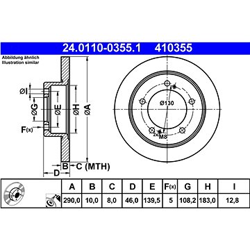 

ATE 410355 brzdový kotouč 24.0110-0355.1, sada 2 ks