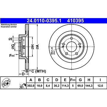 

ATE 410395 brzdový kotouč 24.0110-0395.1, sada 2 ks