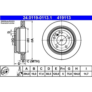 

ATE 419113 brzdový kotouč 24.0119-0113.1, sada 2 ks