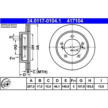 

ATE 417104 brzdový kotouč 24.0117-0104.1, sada 2 ks