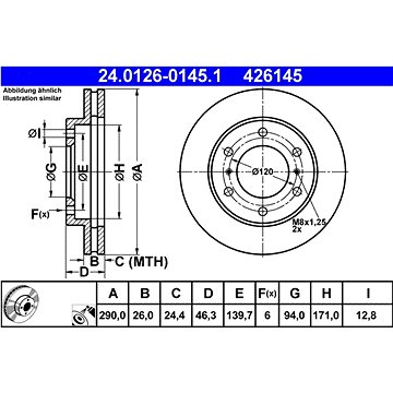 

ATE 426145 brzdový kotouč 24.0126-0145.1, sada 2 ks