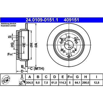 

ATE 409151 brzdový kotouč 24.0109-0151.1, sada 2 ks