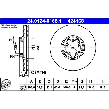

ATE 424168 brzdový kotouč 24.0124-0168.1, sada 2 ks