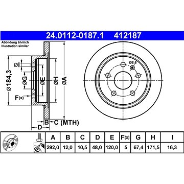 

ATE 412187 brzdový kotouč 24.0112-0187.1, sada 2 ks