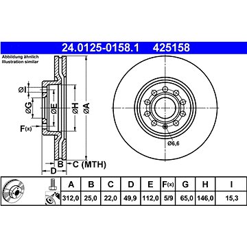 

ATE Kotouč brzd OC2/SU2 312 ATE 24.0125-0158.1, sada 2 ks