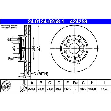 

ATE Kotouč brzd OC3 276MM ATE 24.0124-0258.1, sada 2 ks