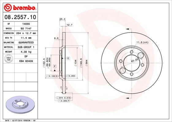 

BREMBO brzdový kotouč 08.2557.10, sada 2 ks