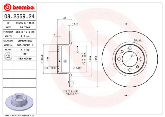 

BREMBO brzdový kotouč 08.2559.24, sada 2 ks