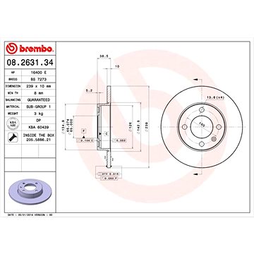 

BREMBO brzdový kotouč 08.2631.34, sada 2 ks