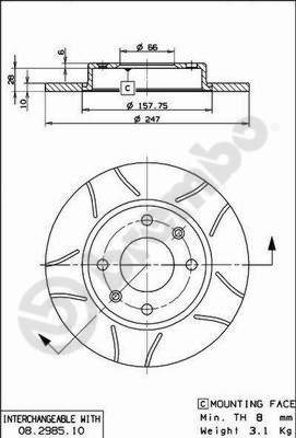 

BREMBO brzdový kotouč 08.2985.75, sada 2 ks