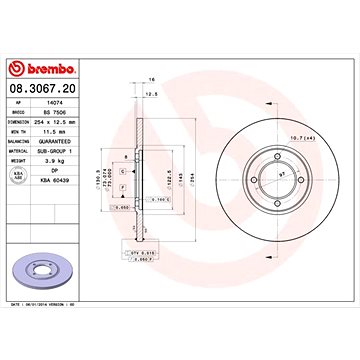 

BREMBO brzdový kotouč 08.3067.20, sada 2 ks