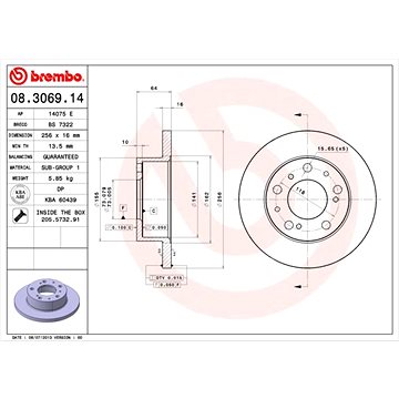 

BREMBO brzdový kotouč 08.3069.14, sada 2 ks