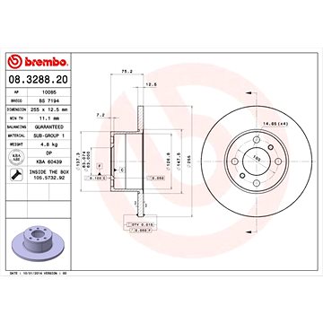 

BREMBO brzdový kotouč 08.3288.20, sada 2 ks