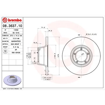 

BREMBO brzdový kotouč 08.3637.10, sada 2 ks