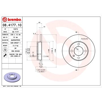 

BREMBO brzdový kotouč 08.4177.10, sada 2 ks