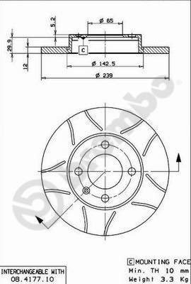

BREMBO brzdový kotouč 08.4177.75, sada 2 ks