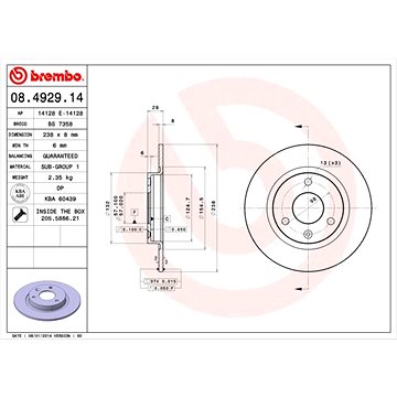 

BREMBO brzdový kotouč 08.4929.14, sada 2 ks