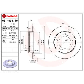 

BREMBO brzdový kotouč 08.4994.10, sada 2 ks