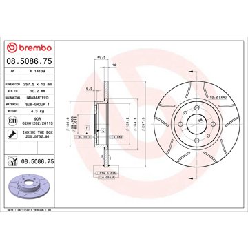 

BREMBO brzdový kotouč 08.5086.75, sada 2 ks