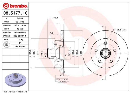 

BREMBO brzdový kotouč 08.5177.10, sada 2 ks